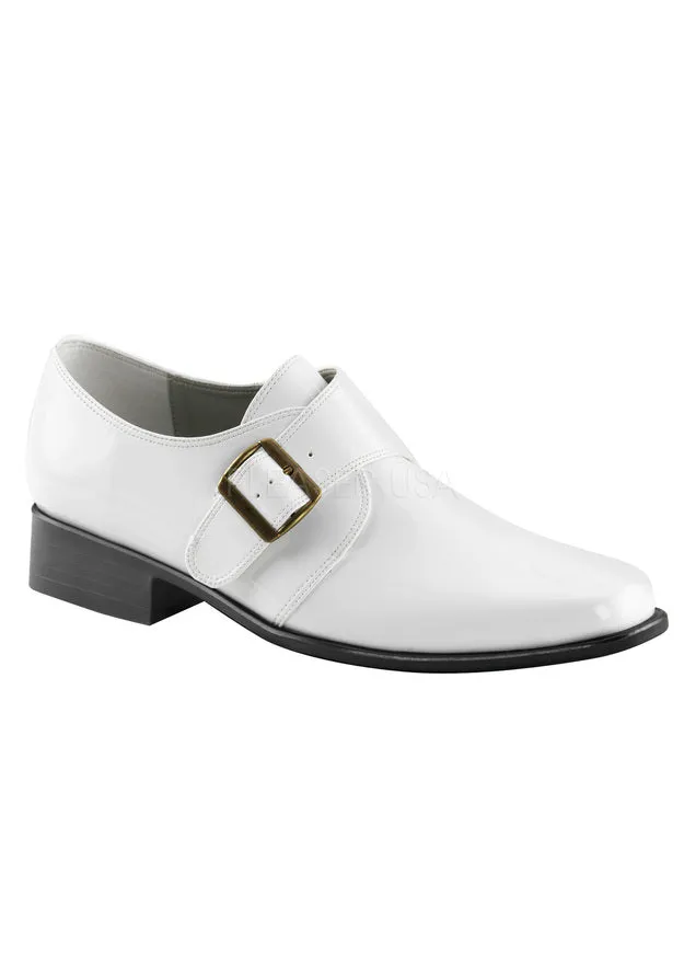 1 " Men's White PU Costume Classic Loafer w/A Side Buckle