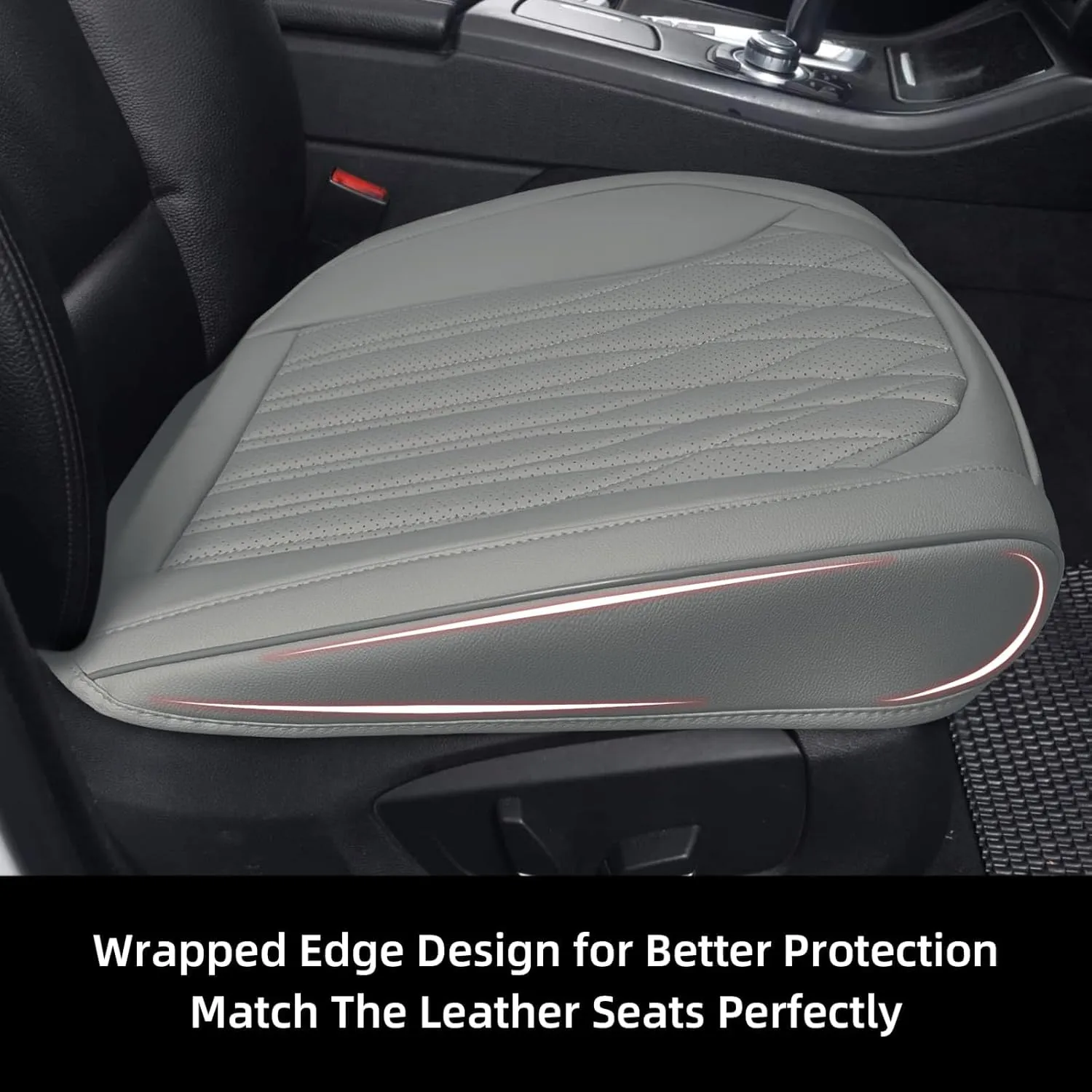 2 Pack Leather Front Car Seat Covers - Bottom Seat Covers for Cars,Driver Car Seat Cover Luxury Seat Protectors Waterproof,Full Wrap for Most Vehicles,Sedan,Truck,SUV (Gray)