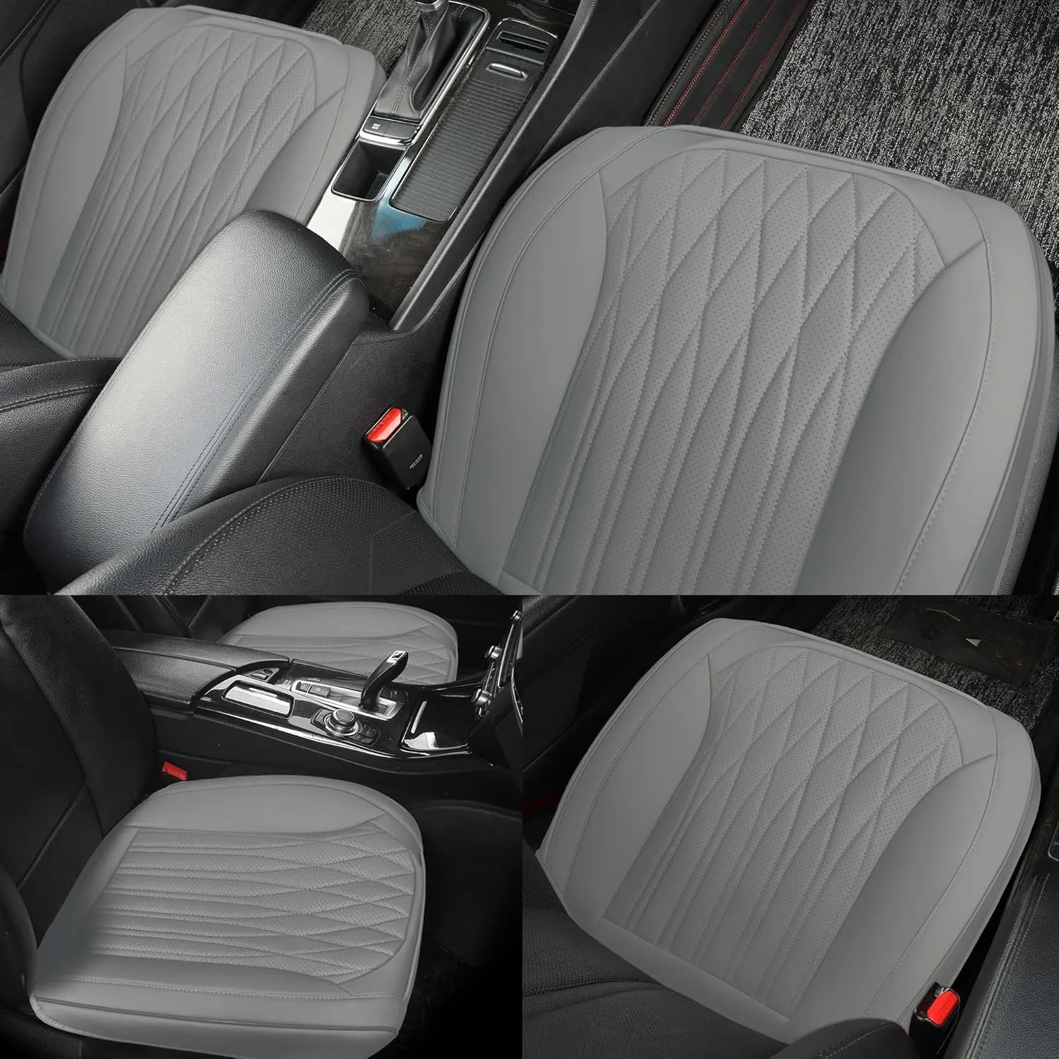 2 Pack Leather Front Car Seat Covers - Bottom Seat Covers for Cars,Driver Car Seat Cover Luxury Seat Protectors Waterproof,Full Wrap for Most Vehicles,Sedan,Truck,SUV (Gray)