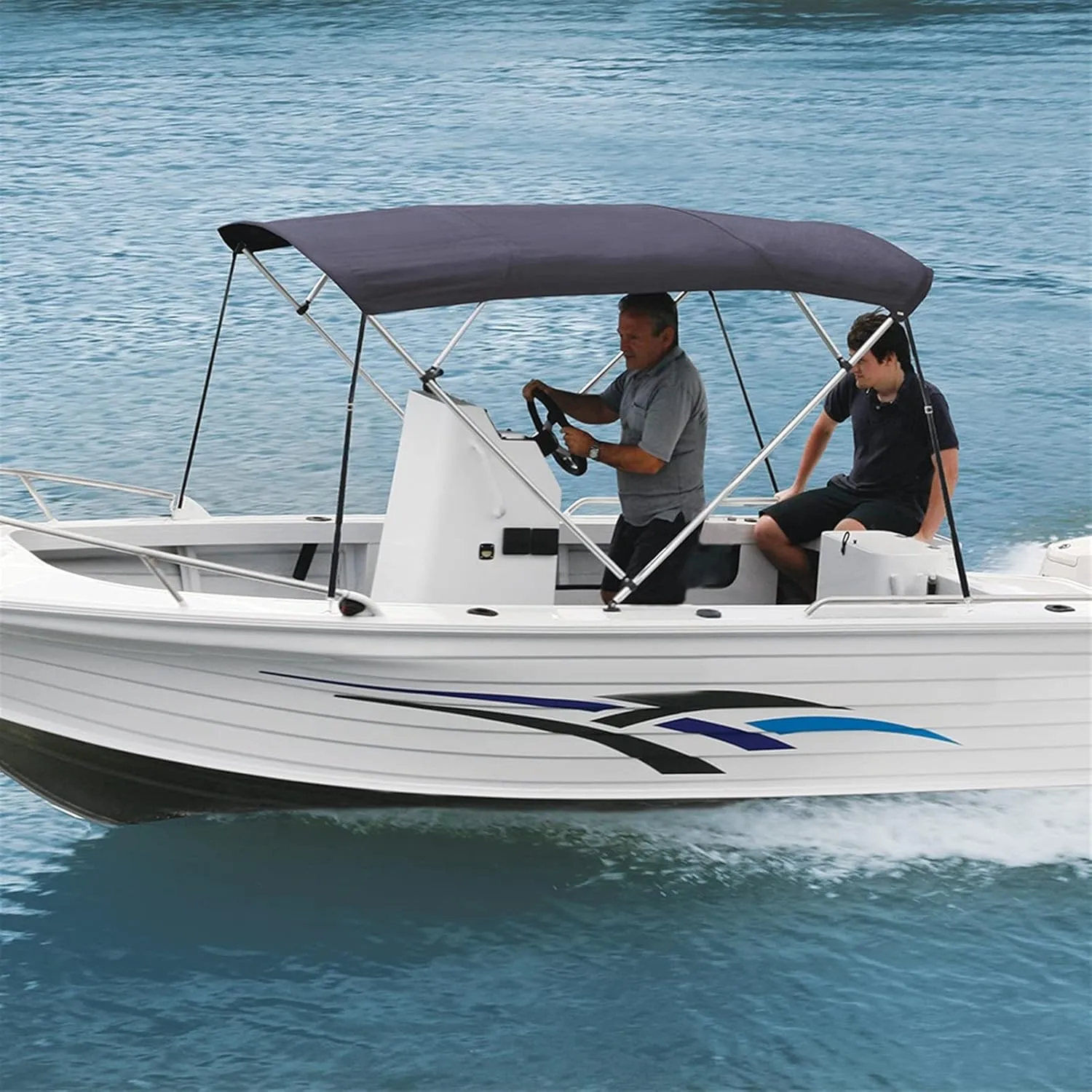 4 Bow Biminii 1.5-2.9m 25mm Aluminium Tube Marine Grade Boat-Cover Top Canopy Water Sun Proof UV Protection Blue (Color : 2.6m 2.9m Blue)