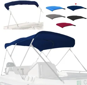 4 Bow Marine Grade Fade and Crack Resistant Bimini Top Replacement Cover, Heavy-Duty Waterproof and UV-proof Sun Shade Boat Canopy, Easy Install Zipper Sleeves Boat Awning/Without Frame,Navy