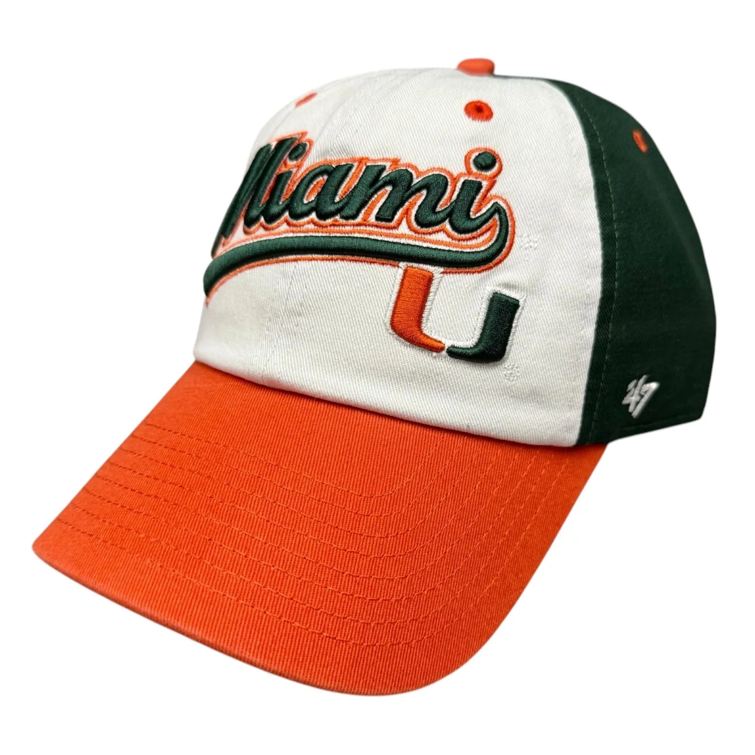 '47 Brand Miami Hurricanes White, Green, and Orange Miami Clean Up Hat