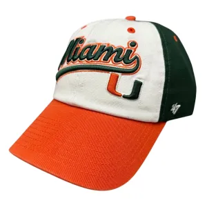 '47 Brand Miami Hurricanes White, Green, and Orange Miami Clean Up Hat