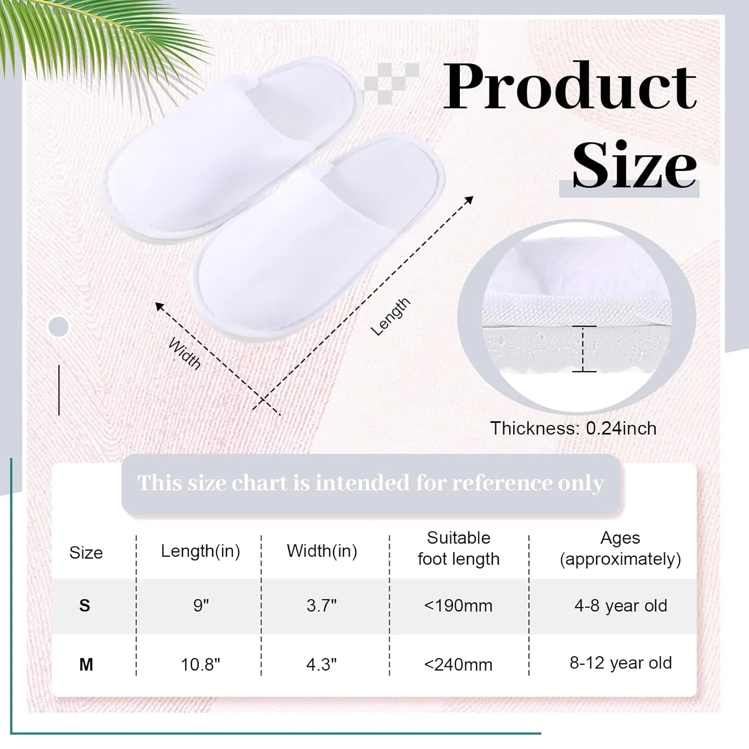 6 Pairs Kids Disposable Slippers Non Slip Closed Toe Spa Slippers Comfortable House Spa Indoor Outdoor for 4-12 Years Old Boys Girls Party Hotel Travel(White,Medium)