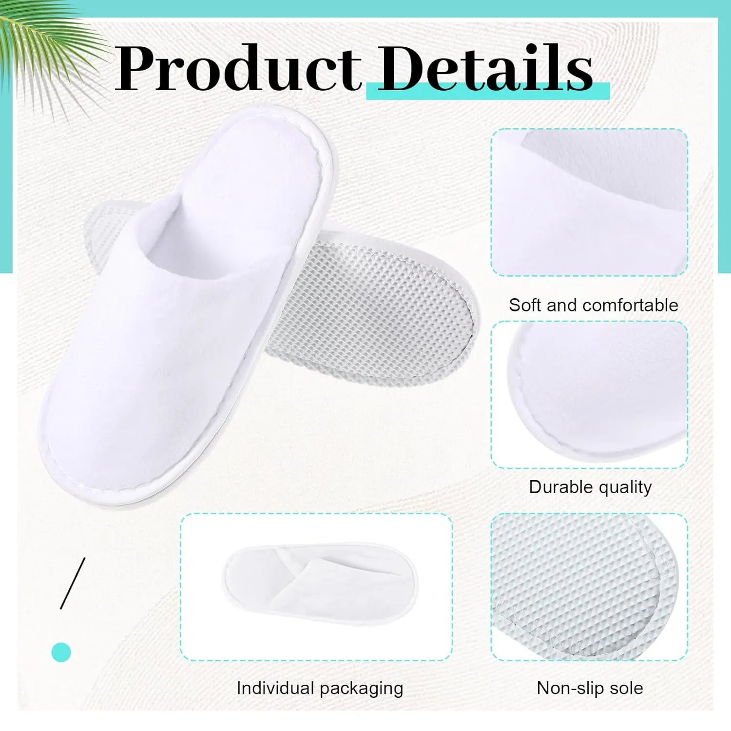 6 Pairs Kids Disposable Slippers Non Slip Closed Toe Spa Slippers Comfortable House Spa Indoor Outdoor for 4-12 Years Old Boys Girls Party Hotel Travel(White,Medium)