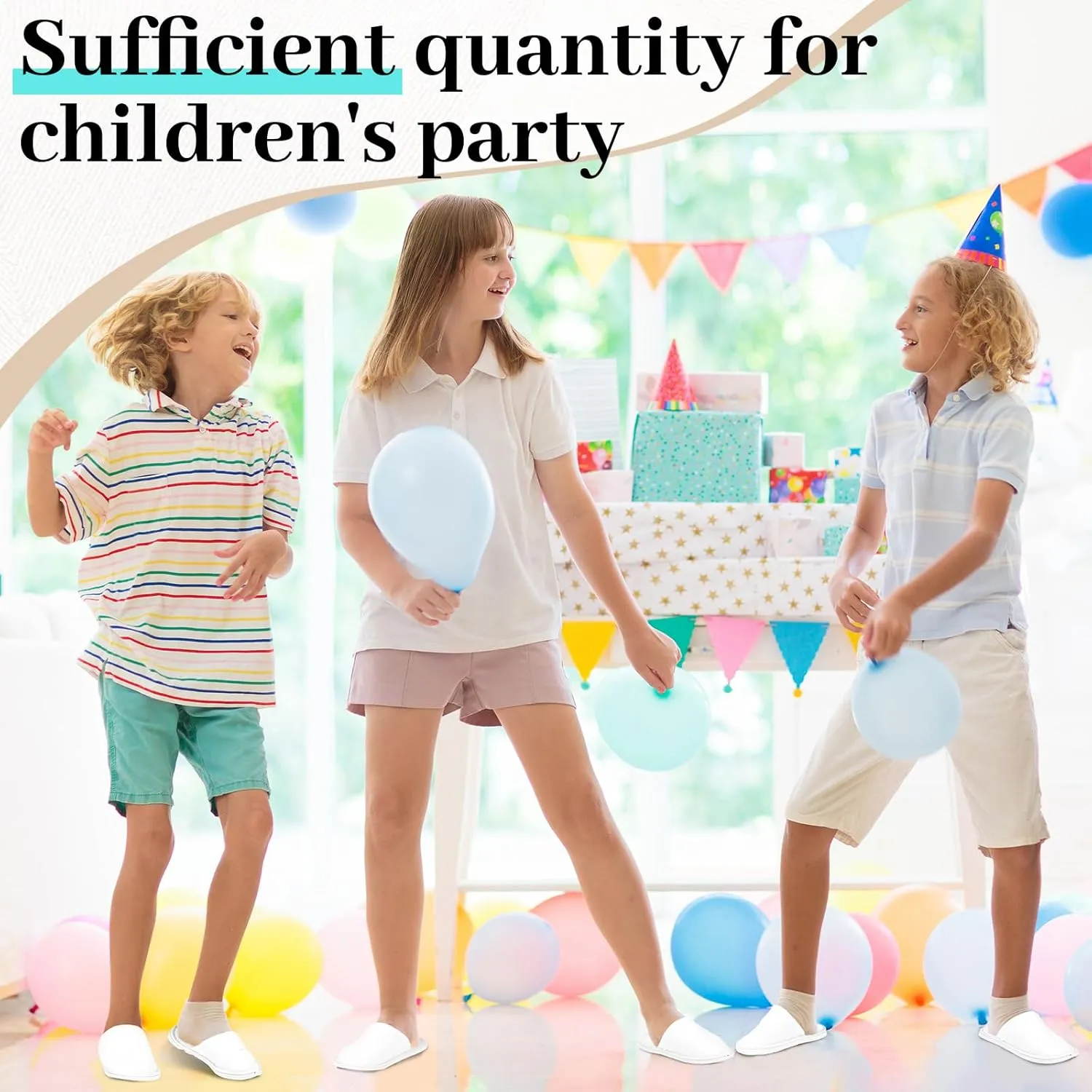 6 Pairs Kids Disposable Slippers Non Slip Closed Toe Spa Slippers Comfortable House Spa Indoor Outdoor for 4-12 Years Old Boys Girls Party Hotel Travel(White,Medium)