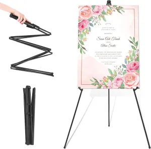 63'' Easel Stand for Wedding Sign & Poster Display Portable Art Easel for Floor Adjustable Metal Easel Black