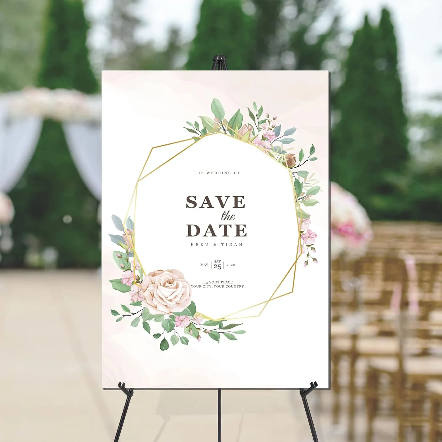 63'' Easel Stand for Wedding Sign & Poster Display Portable Art Easel for Floor Adjustable Metal Easel Black