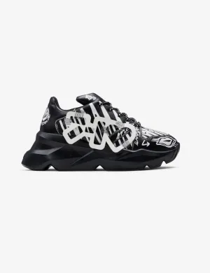 728 Black Graphic Chunky Sneakers