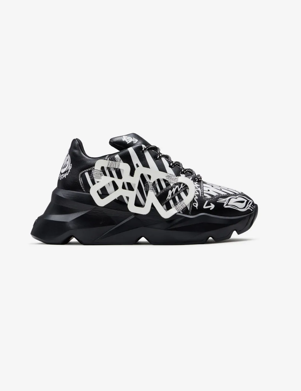 728 Black Graphic Chunky Sneakers
