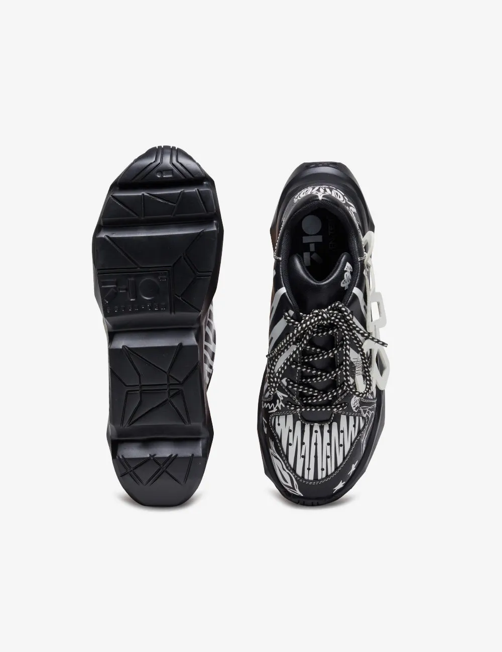728 Black Graphic Chunky Sneakers