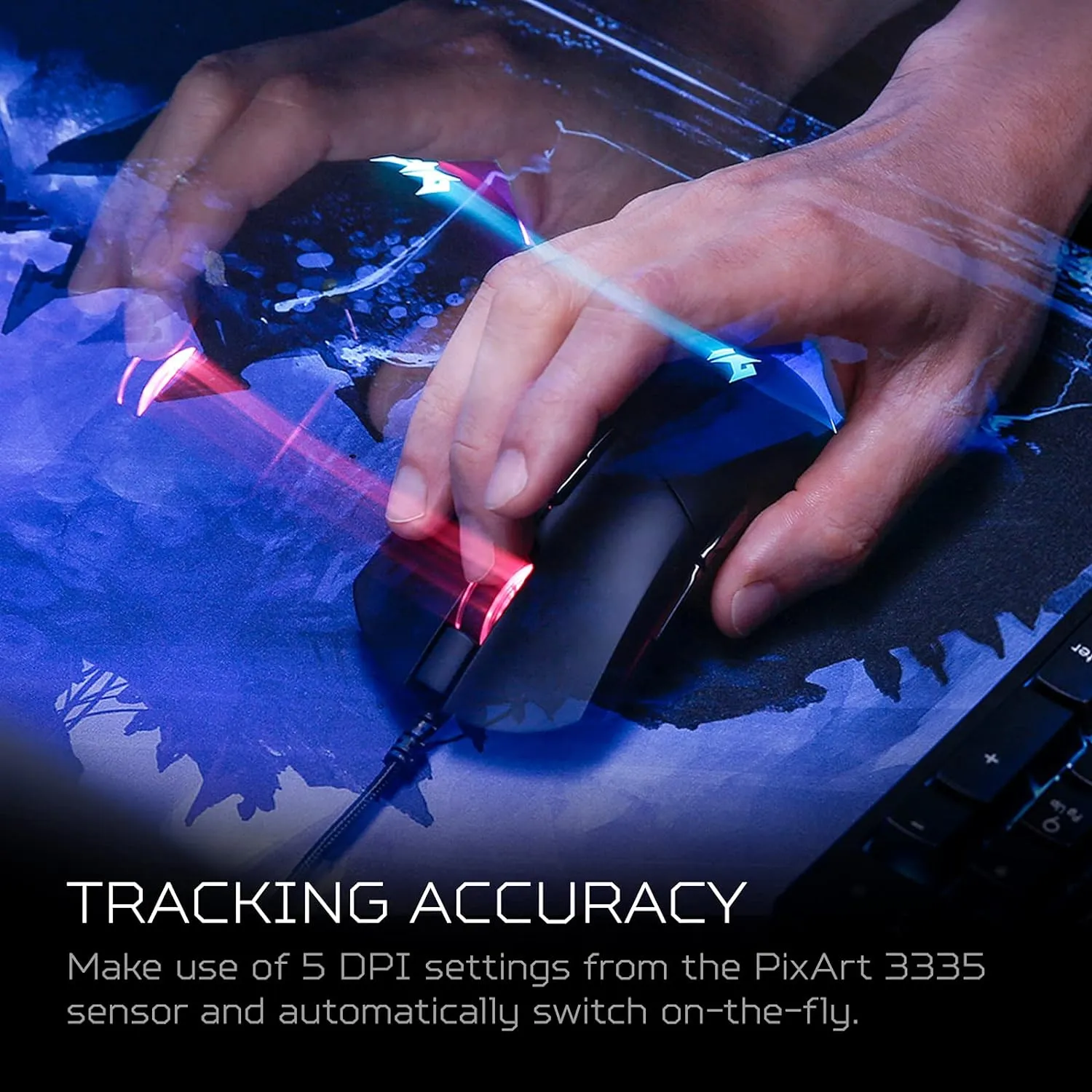 Acer Predator Cestus 330 Gaming Mouse with PixArt 3335 Sensor, Adjustable DPI Settings, 16.8 Million RGB Color Lighting Combinations & NVIDIA Reflex
