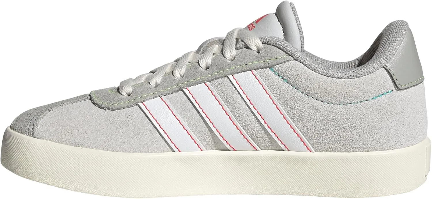 adidas VL Court 3.0 Sneaker, Dash Grey/White/Lime Burst, 1.5 US Unisex Little Kid