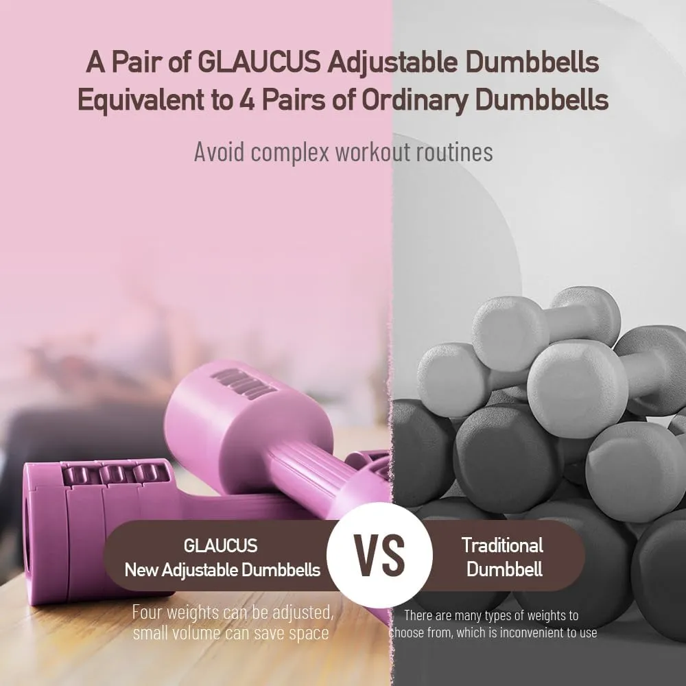 Adjustable Weight Dumbbells Set- A Pair 4lb 6lb 8lb 10lb (2lb-5lb Each) Free Weights Set for Women at Home Gym Equipment Workouts Strength Training for Teens