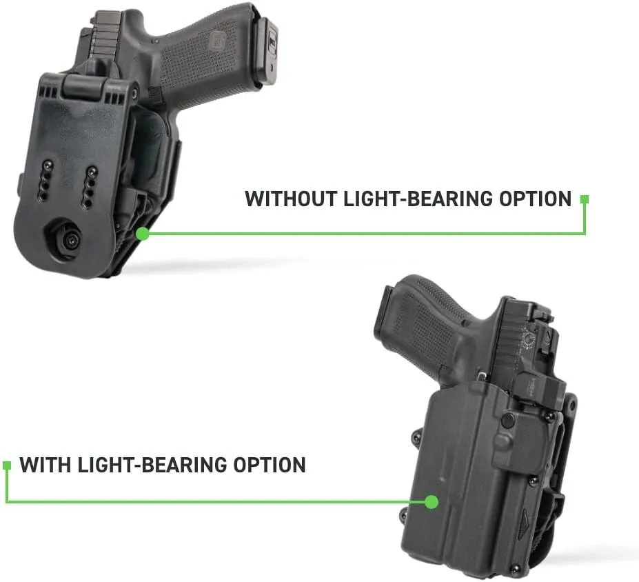 Alien Gear Rapid Force Level 2 OWB Holster – Locking Belt Slide – Right Hand – Compatible with Sig Sauer and Glock Models – No Light, Compact Light, and Large Light Options – Matte Black