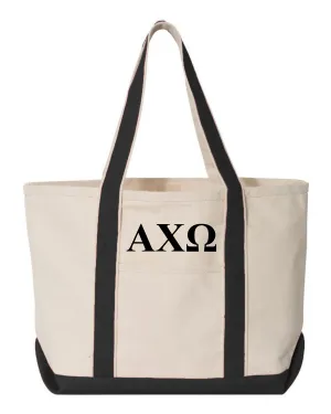Alpha Chi Omega Black Boat Tote - Medium