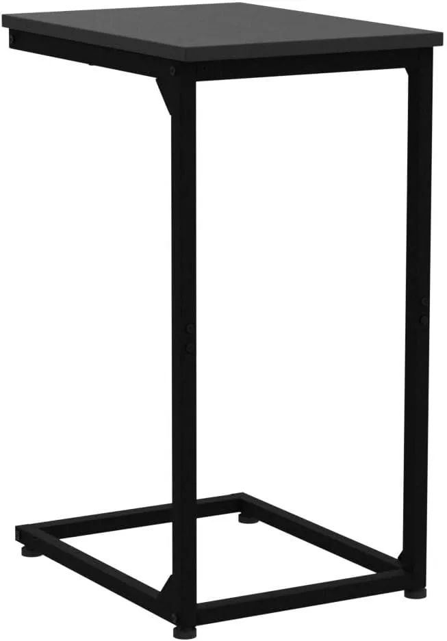 AMHANCIBLE C Shaped End Table Set of 2, Couch Tables That Slide Under, TV Tray Snack Table for Sofa, Small Side Table for Couch, Small Space, Living Room, Black, HET02CBK