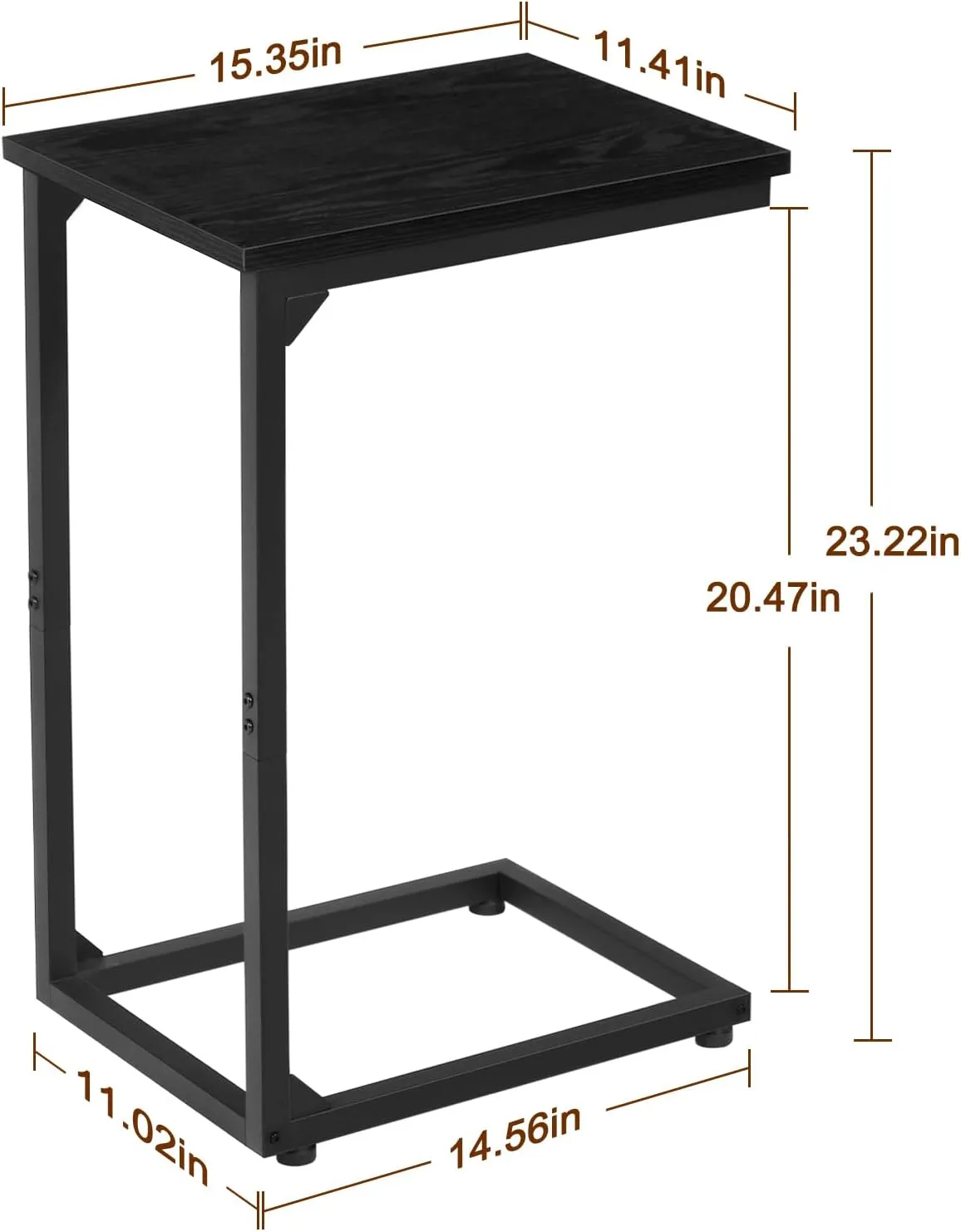 AMHANCIBLE C Shaped End Table Set of 2, Couch Tables That Slide Under, TV Tray Snack Table for Sofa, Small Side Table for Couch, Small Space, Living Room, Black, HET02CBK