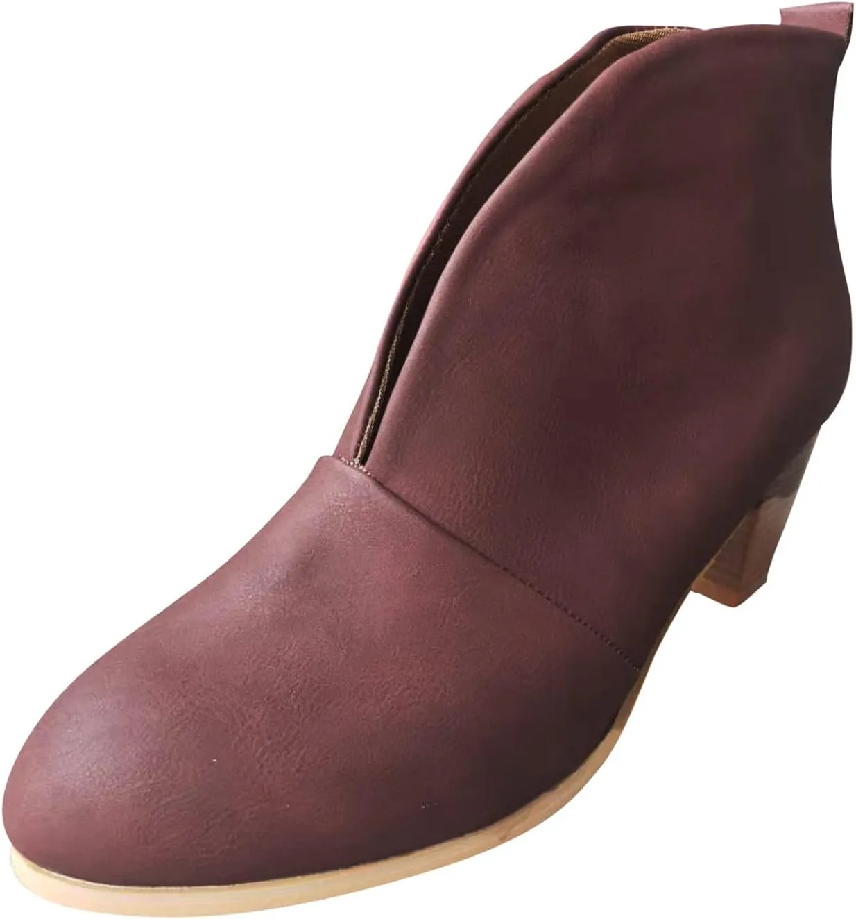 Ankle Boots for Women Fashion V Cut Ankle Booties Pointed Stacked Mid Heel Boots Cowboy Boots Winter Shoes