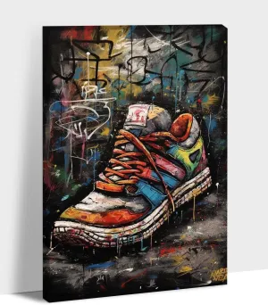 ANRUOXI Graffiti Sport Shoe Canvas Wall Art, Retro Abstract Graffiti Print Picture, Modern Urban Street Art Painting, Shoe Wall Decor Poster for Teen Bedroom 28" Wx40 H