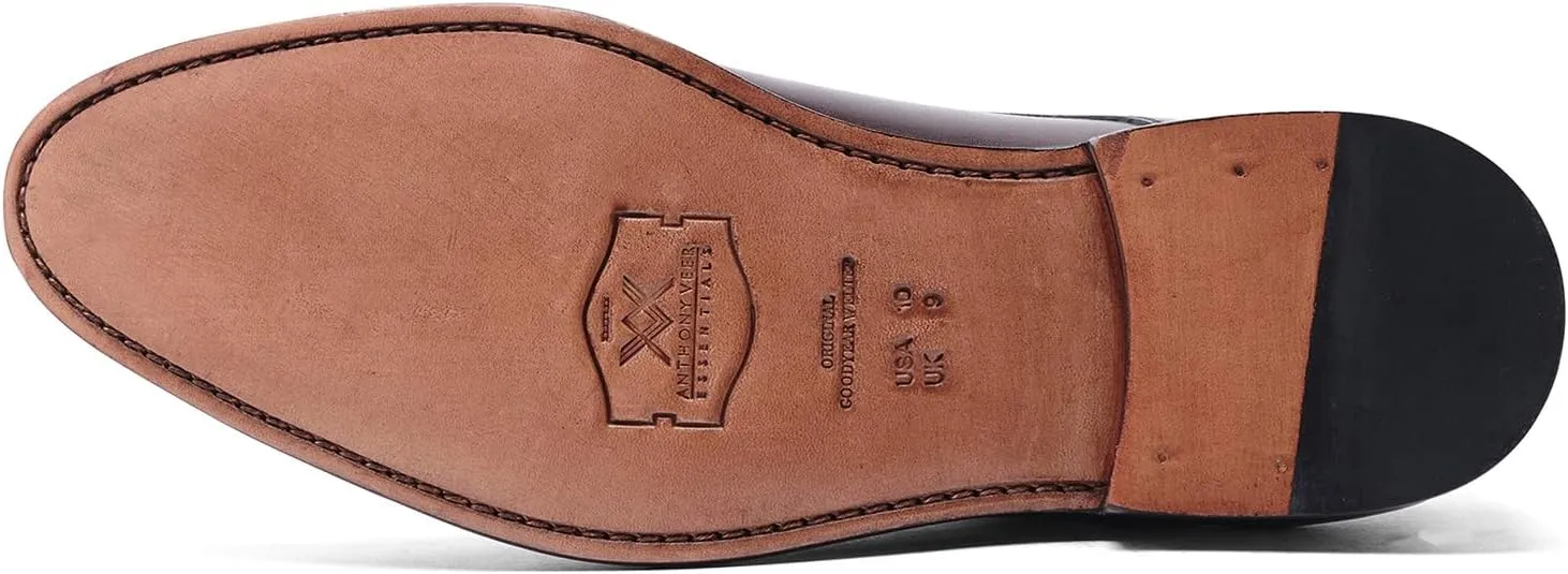 Anthony Veer Wallace Split-Toe Dress Shoes for Men | Lace-up | Goodyear Welt Construction | Cushioned Footbed & Recraftable Leather Sole with Stacked Heel | Full Grain Calfskin Leather Upper