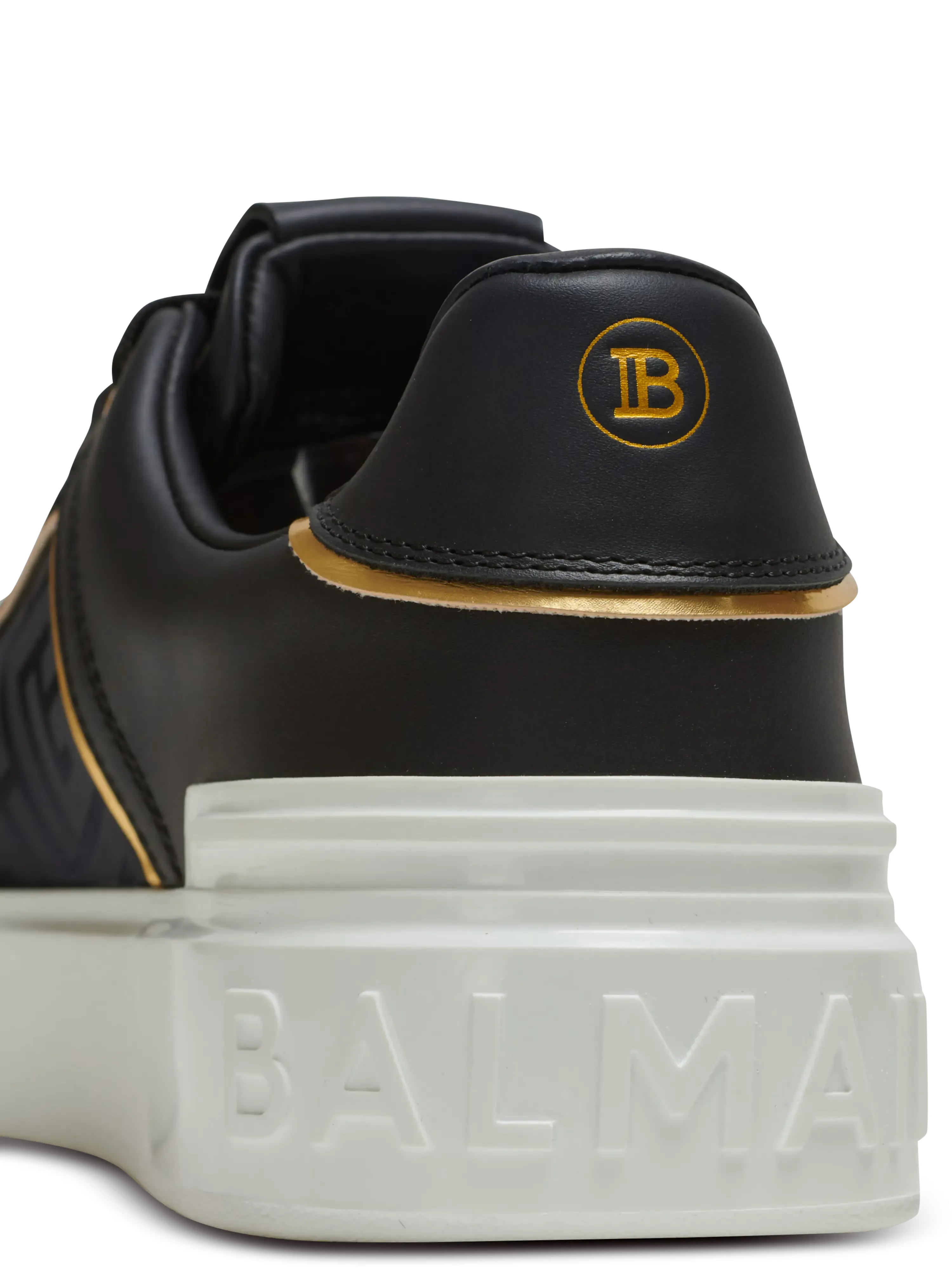 BALMAIN || B-Court Dual Color Monogrammed Nylon And Leather Sneakers