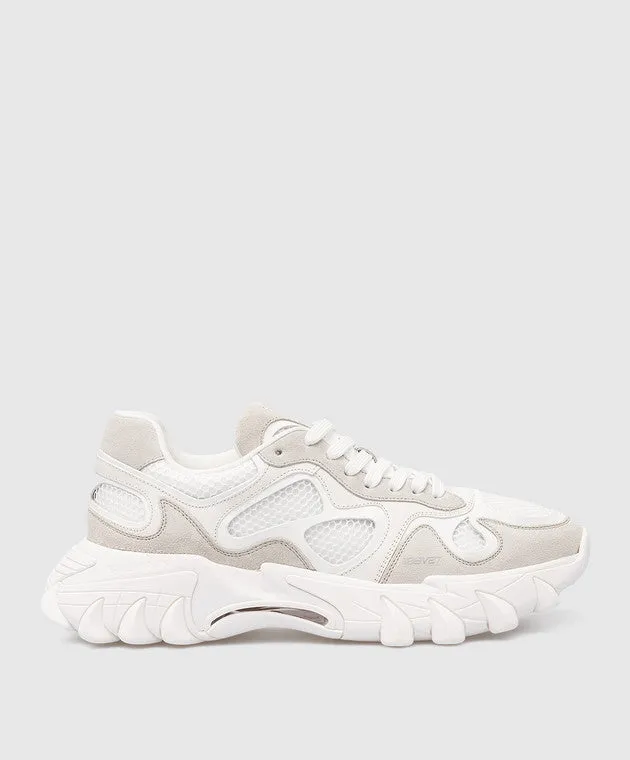 BALMAIN || B-EAST LOGO COMBO SNEAKER IN WHITE