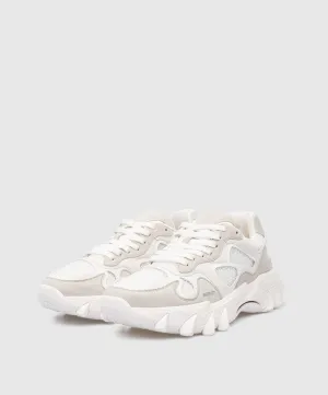 BALMAIN || B-EAST LOGO COMBO SNEAKER IN WHITE