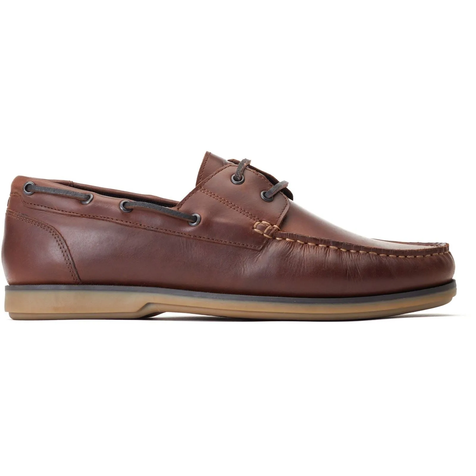 Base London Men's Stern Boat Shoe in Burnt Brown
