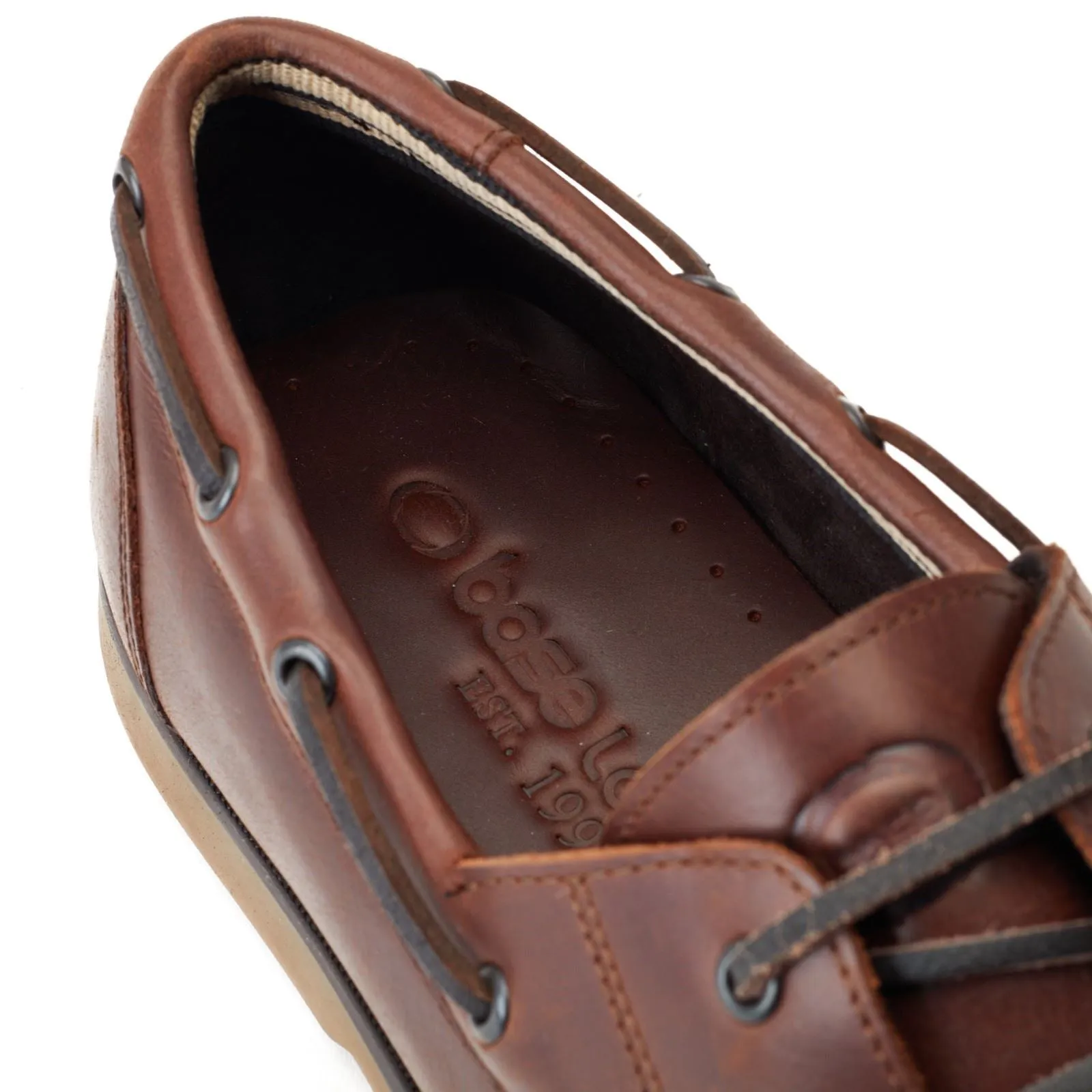 Base London Men's Stern Boat Shoe in Burnt Brown