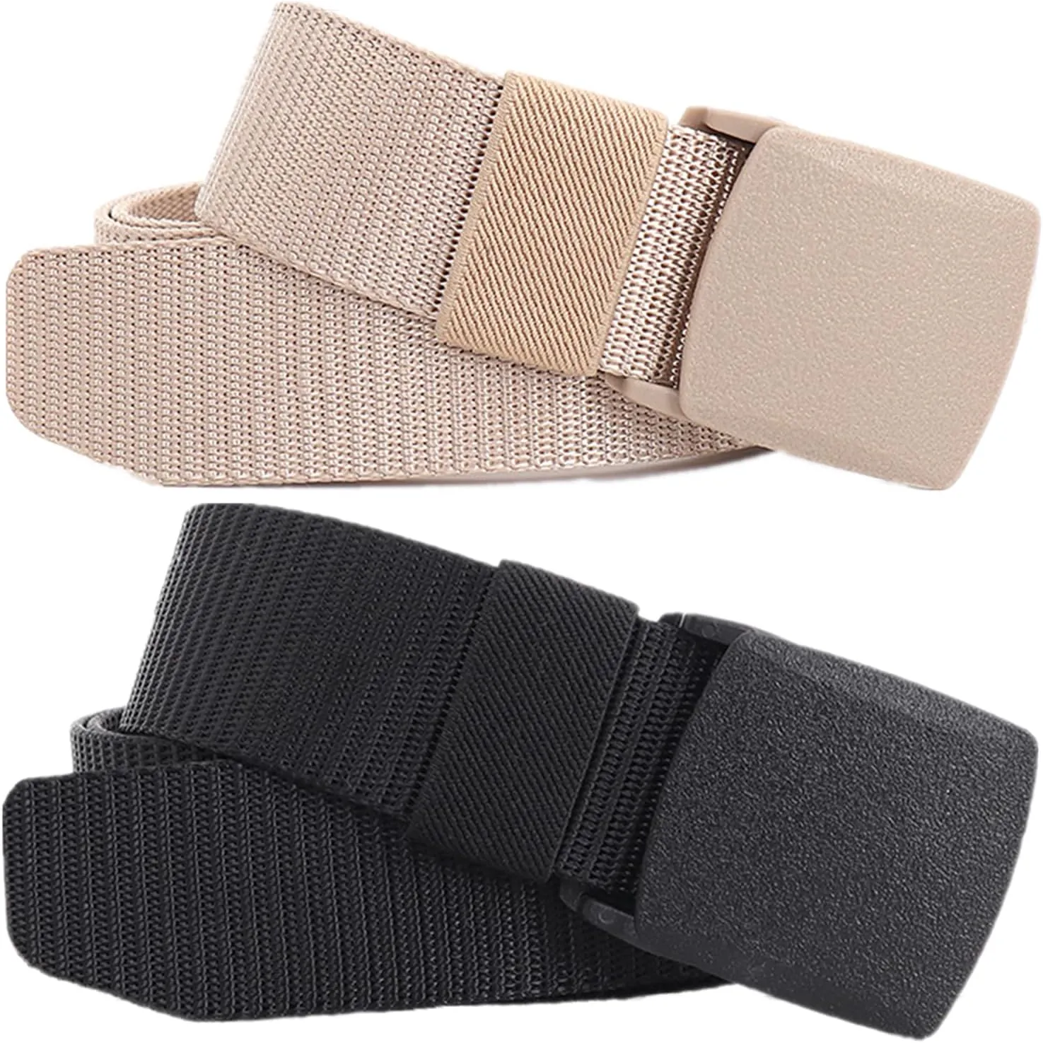Belts for Men Women Plus Size Nylon Tactical Work Belt with Plastic Buckle, 2 Pack