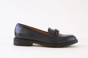 BIOECO - 6401 LOW HEEL LOAFER - NAVY LEATHER/PATENT