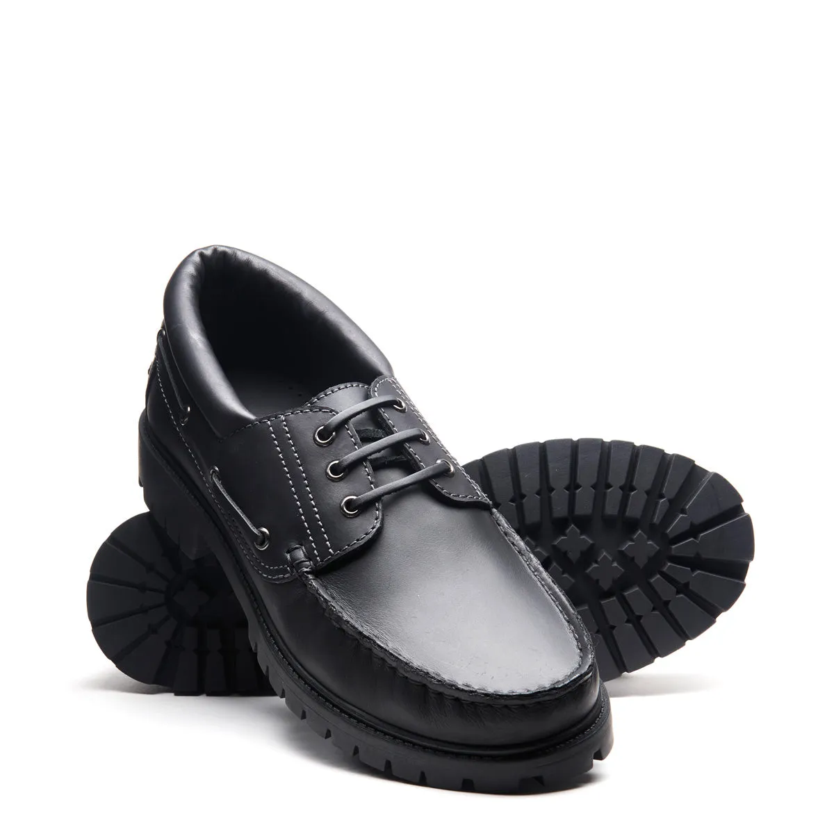 Black Greasy Boat Shoe