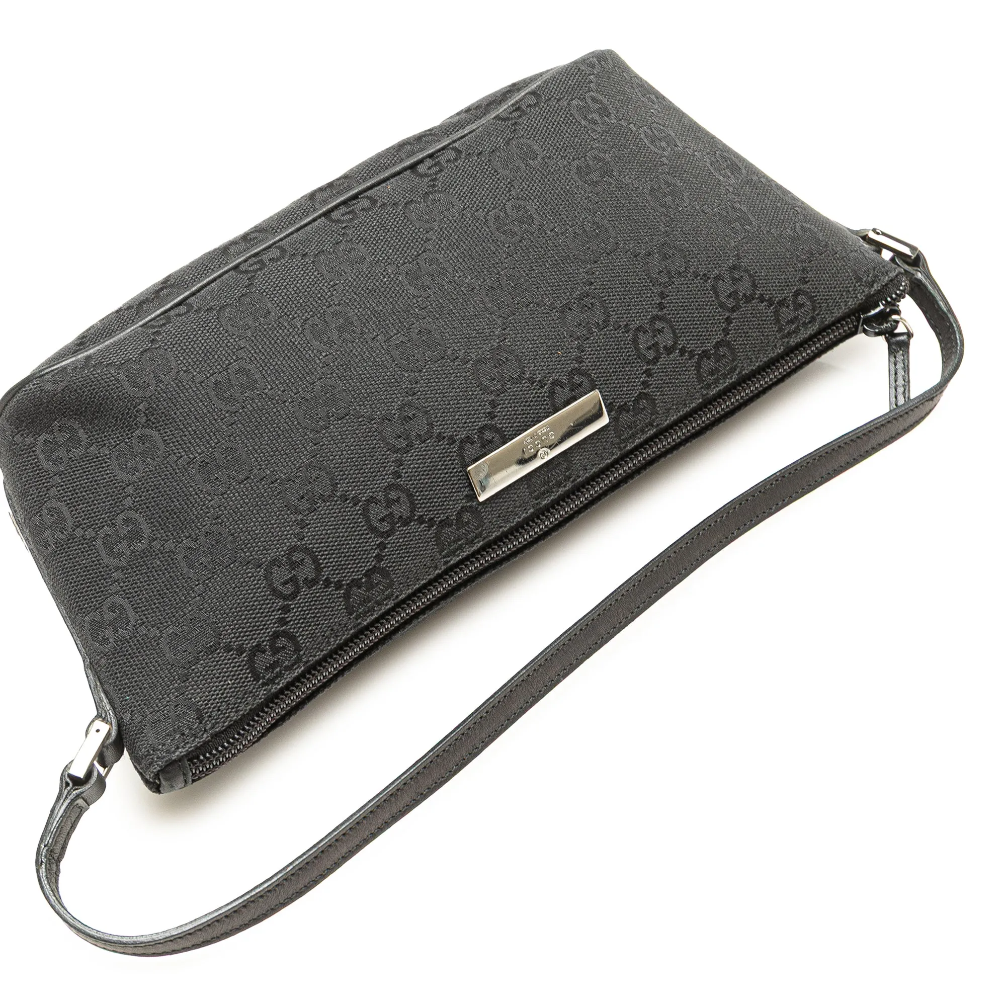 Black Gucci GG Canvas Boat Shoulder Bag