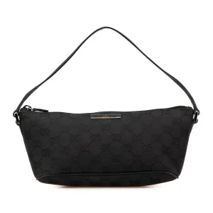 Black Gucci GG Canvas Boat Shoulder Bag