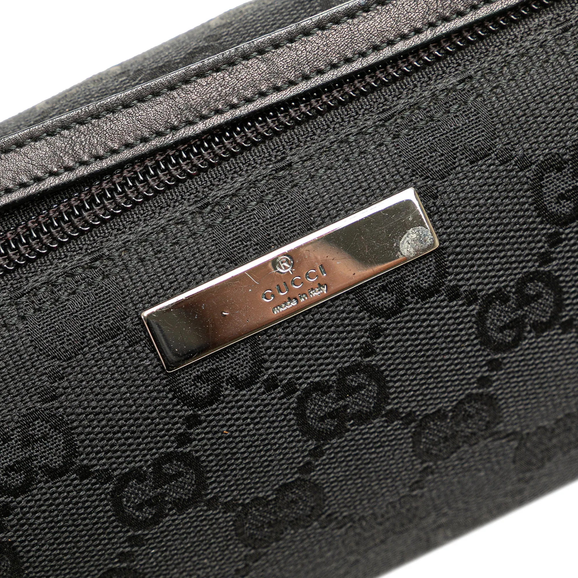 Black Gucci GG Canvas Boat Shoulder Bag
