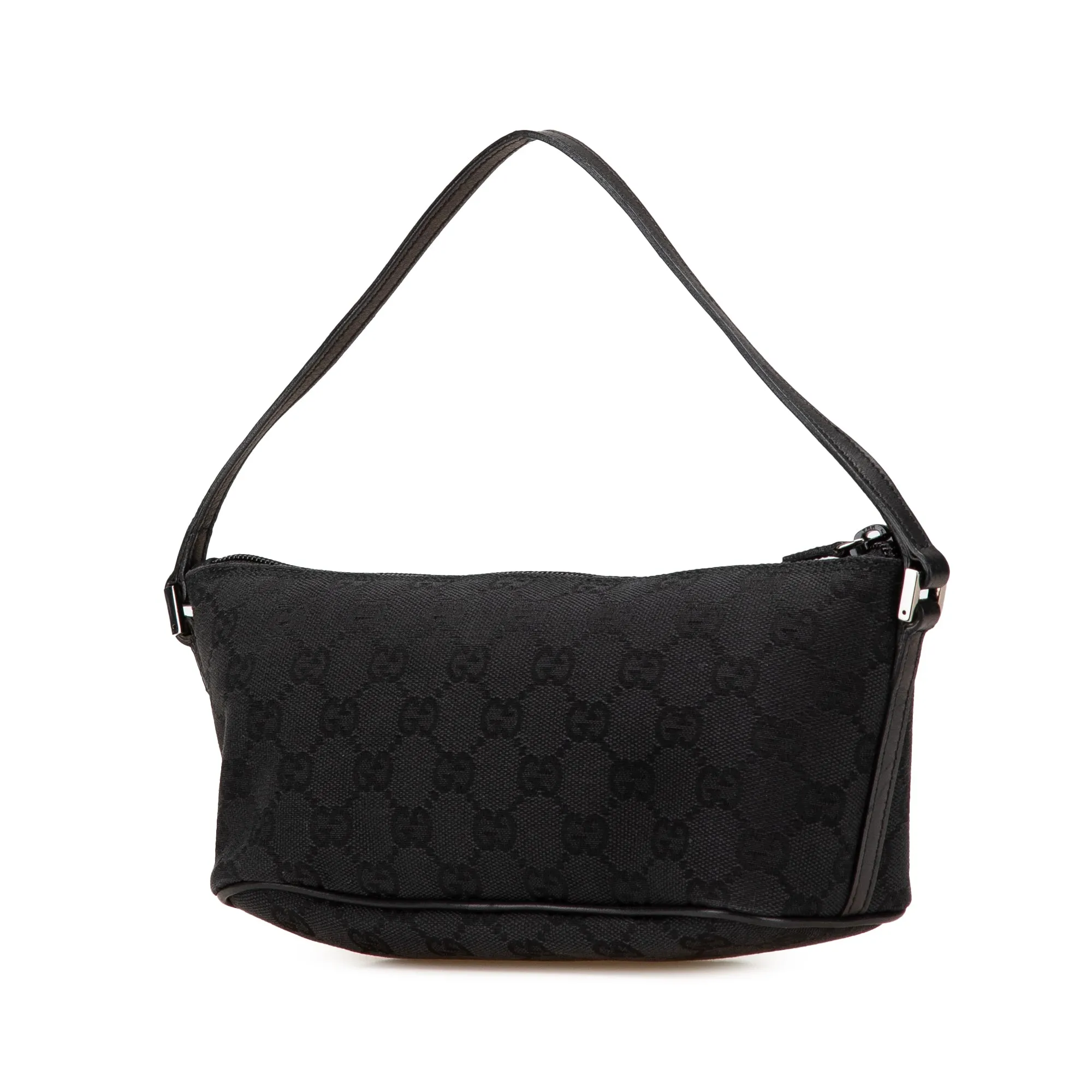 Black Gucci GG Canvas Boat Shoulder Bag
