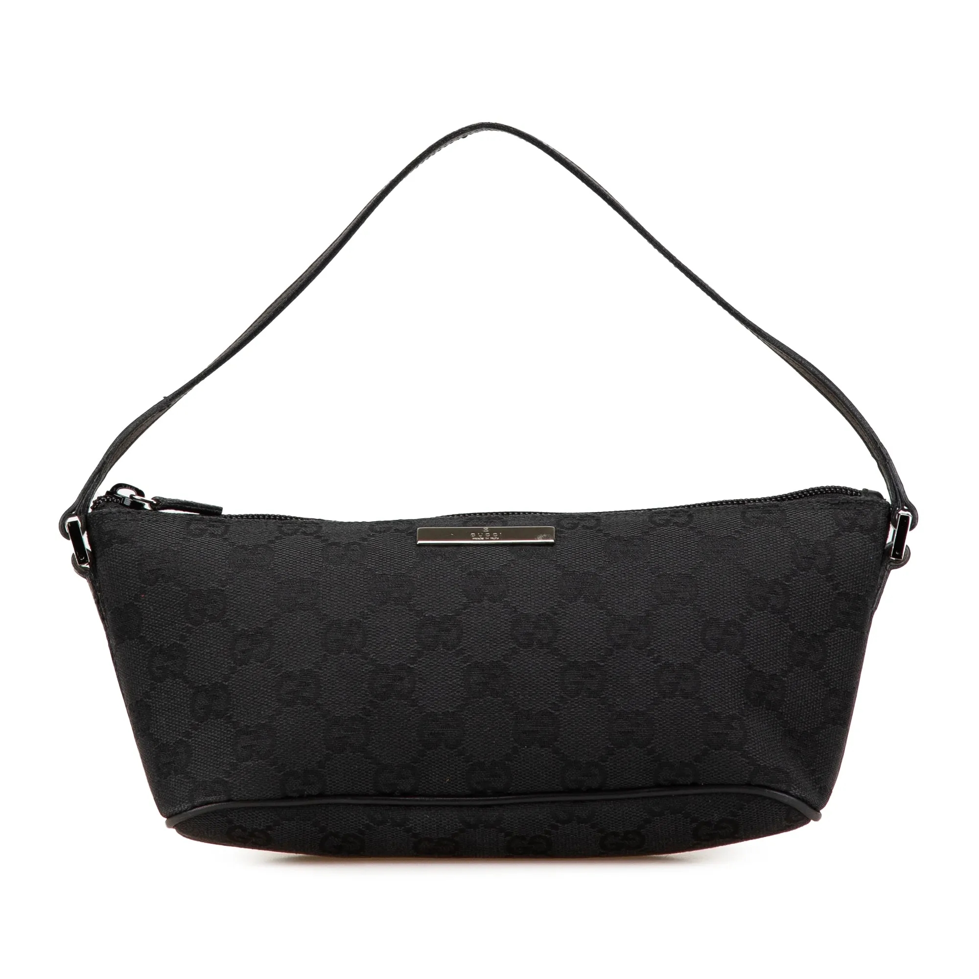 Black Gucci GG Canvas Boat Shoulder Bag