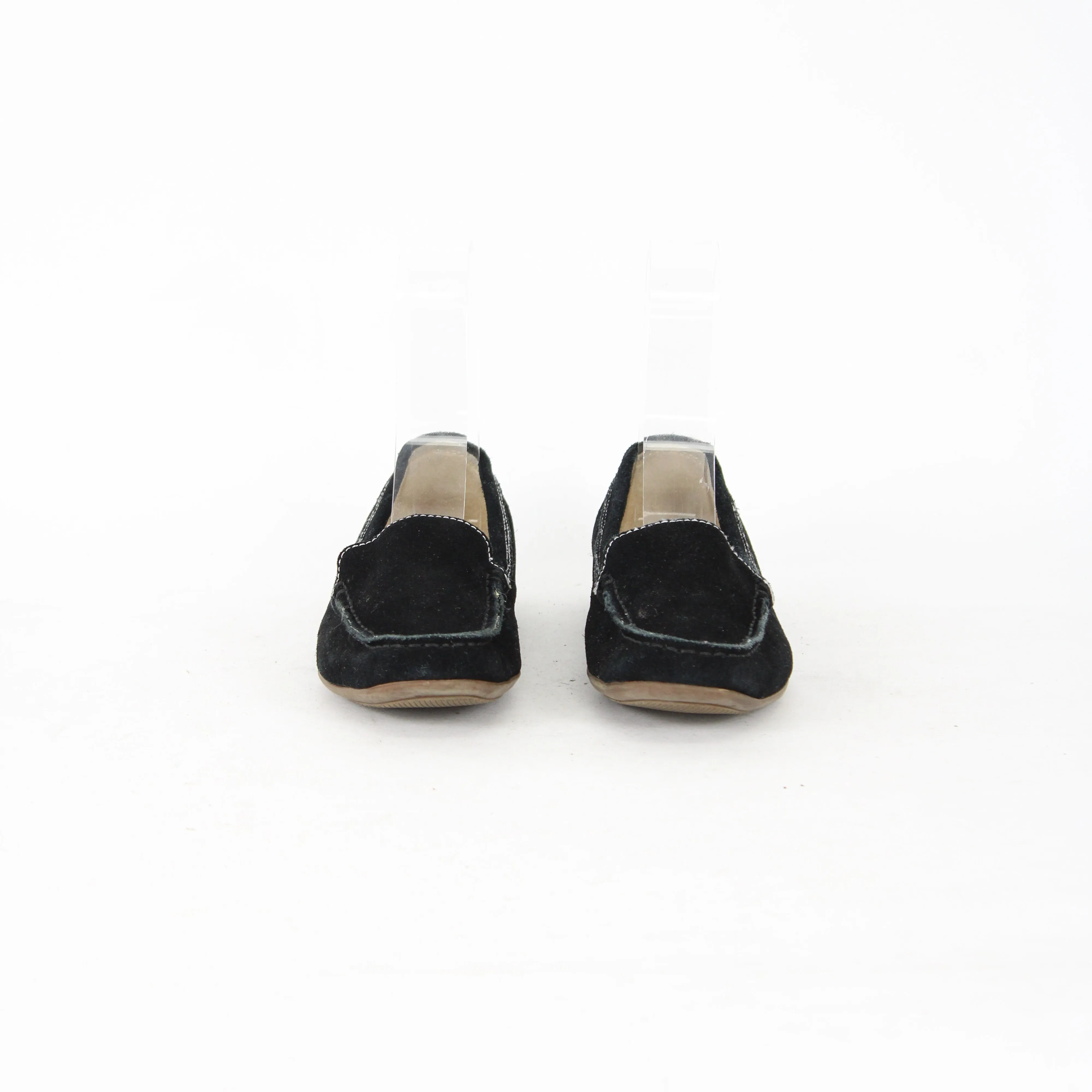 Blue Illusion Black Suede Moccasins