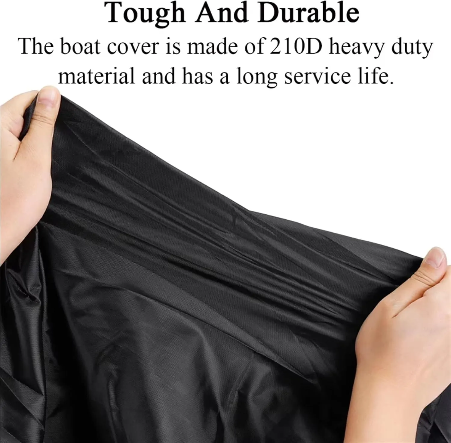 Boat Cover 210D Black Portable Ski Boat Covers Sun Protection, Waterproof Yacht Boat Cover Anti UV Dustproof Cover Heavy Duty Trailer Marine Trailerable Canvas Awning Accessory