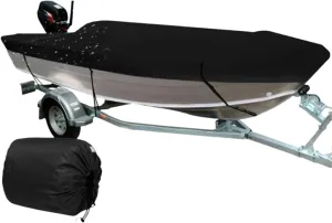 Boat Cover 210D Canvas Trailable Boat Cover Ski Boat Covers Waterproof Dust-Proof ﻿ Towable Heavy-Duty Open Canopy Fishing Boat and Speedboat Waterproof