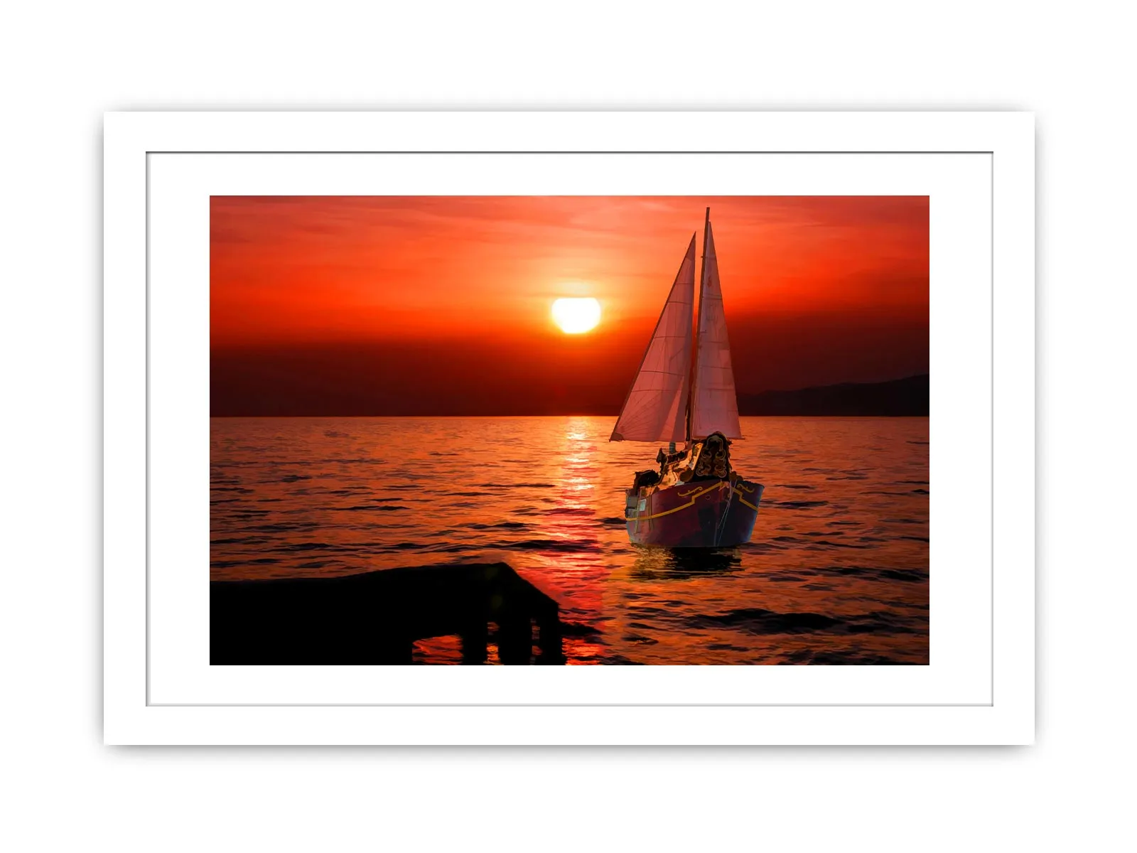 Boat in Sea  Sunset Painting