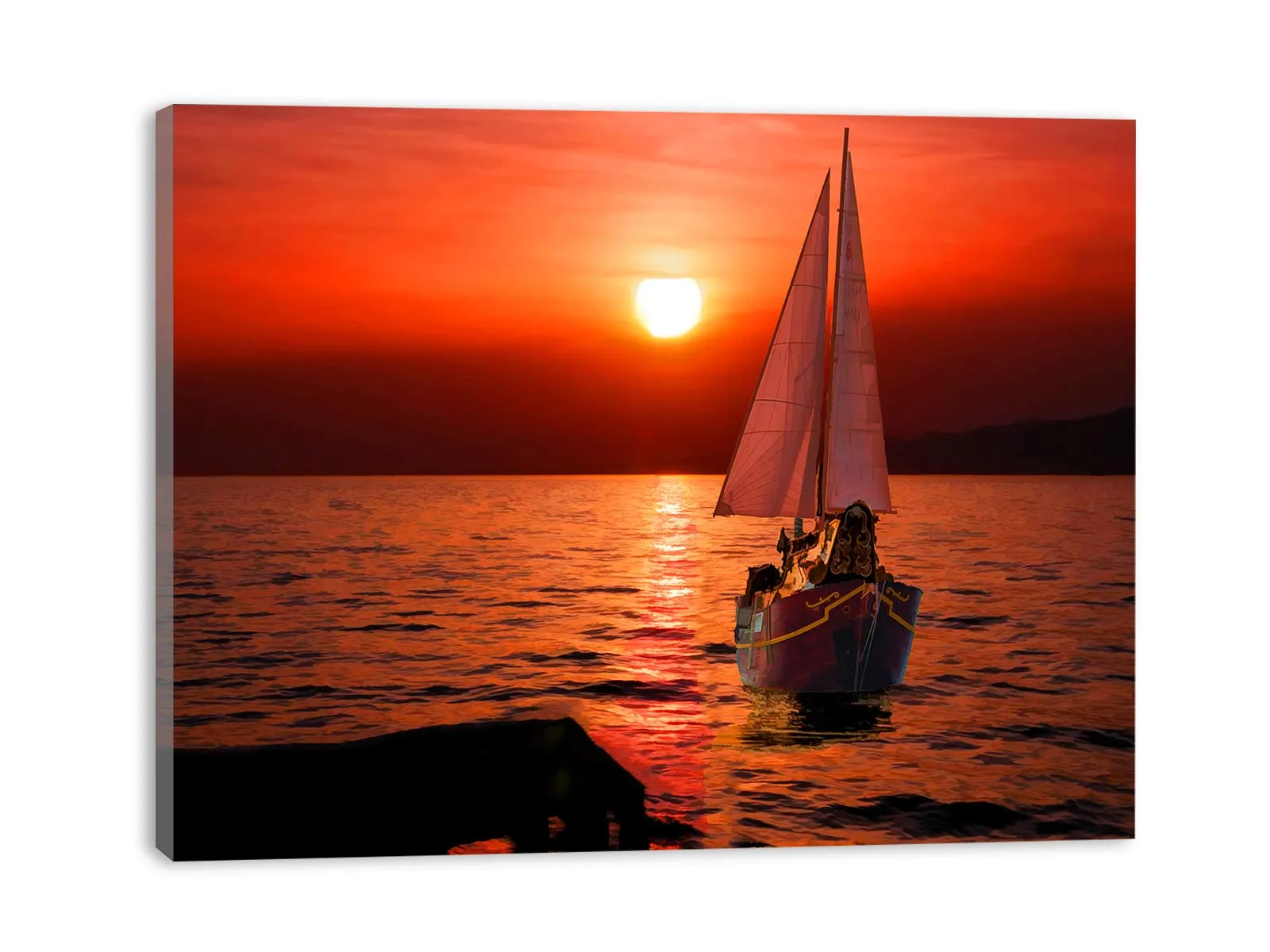 Boat in Sea  Sunset Painting