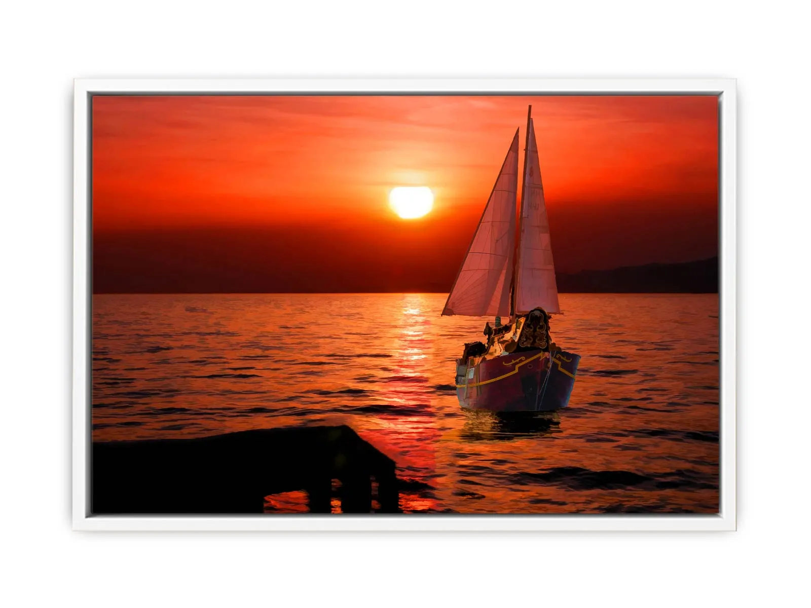 Boat in Sea  Sunset Painting