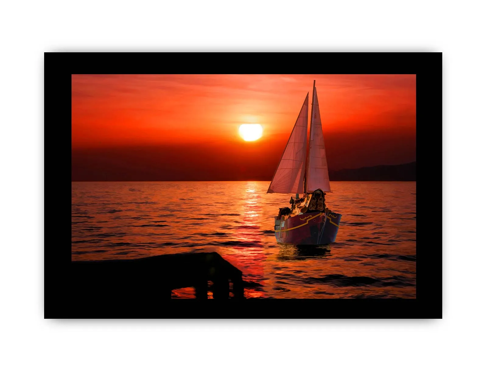 Boat in Sea  Sunset Painting