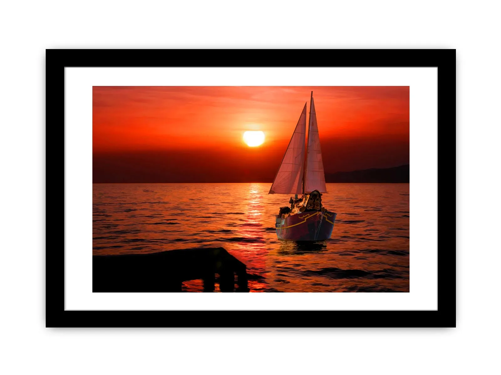 Boat in Sea  Sunset Painting
