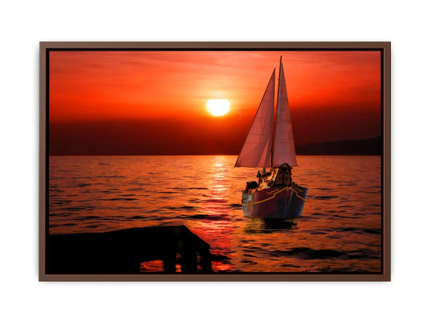 Boat in Sea  Sunset Painting