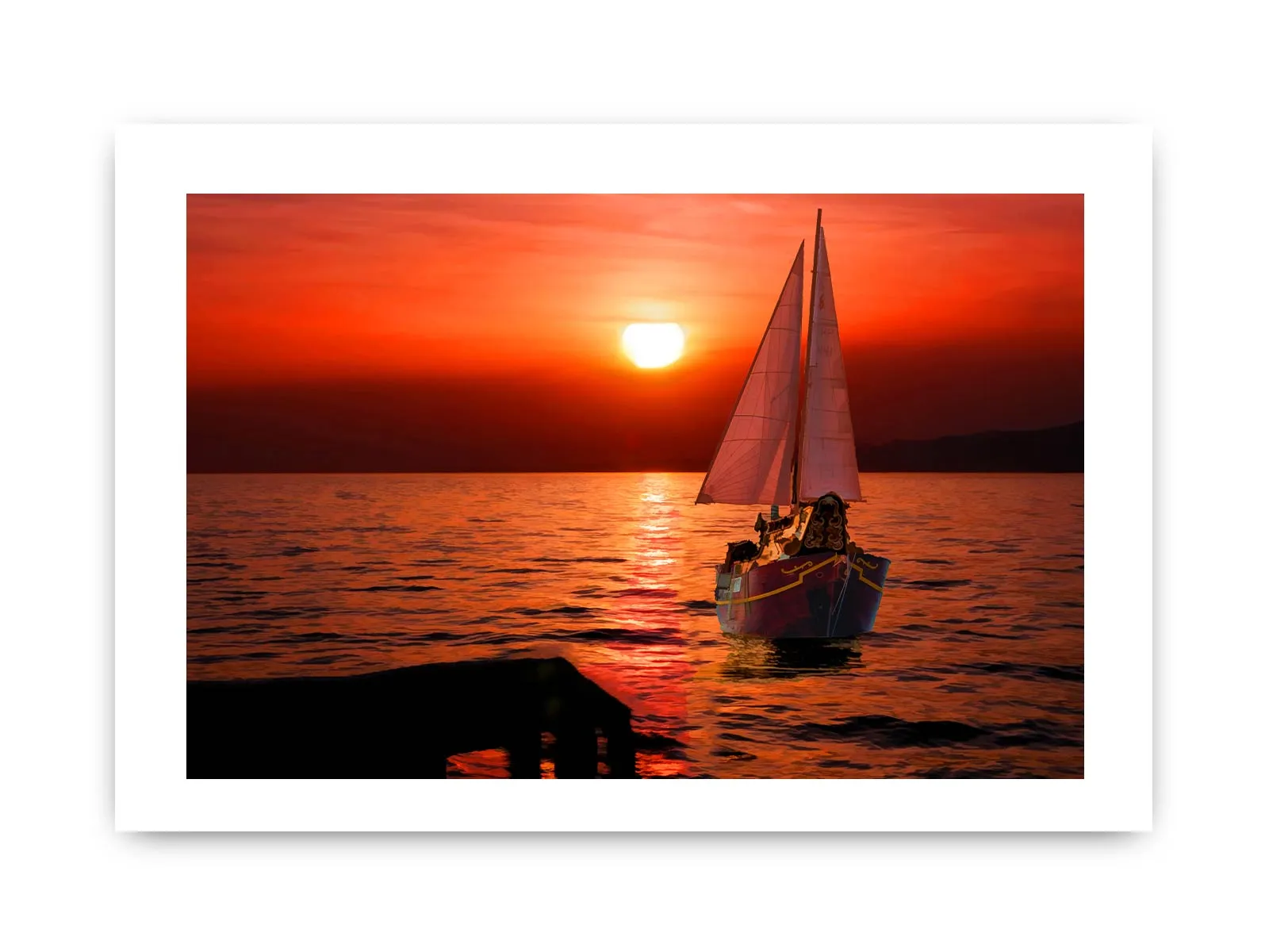 Boat in Sea  Sunset Painting