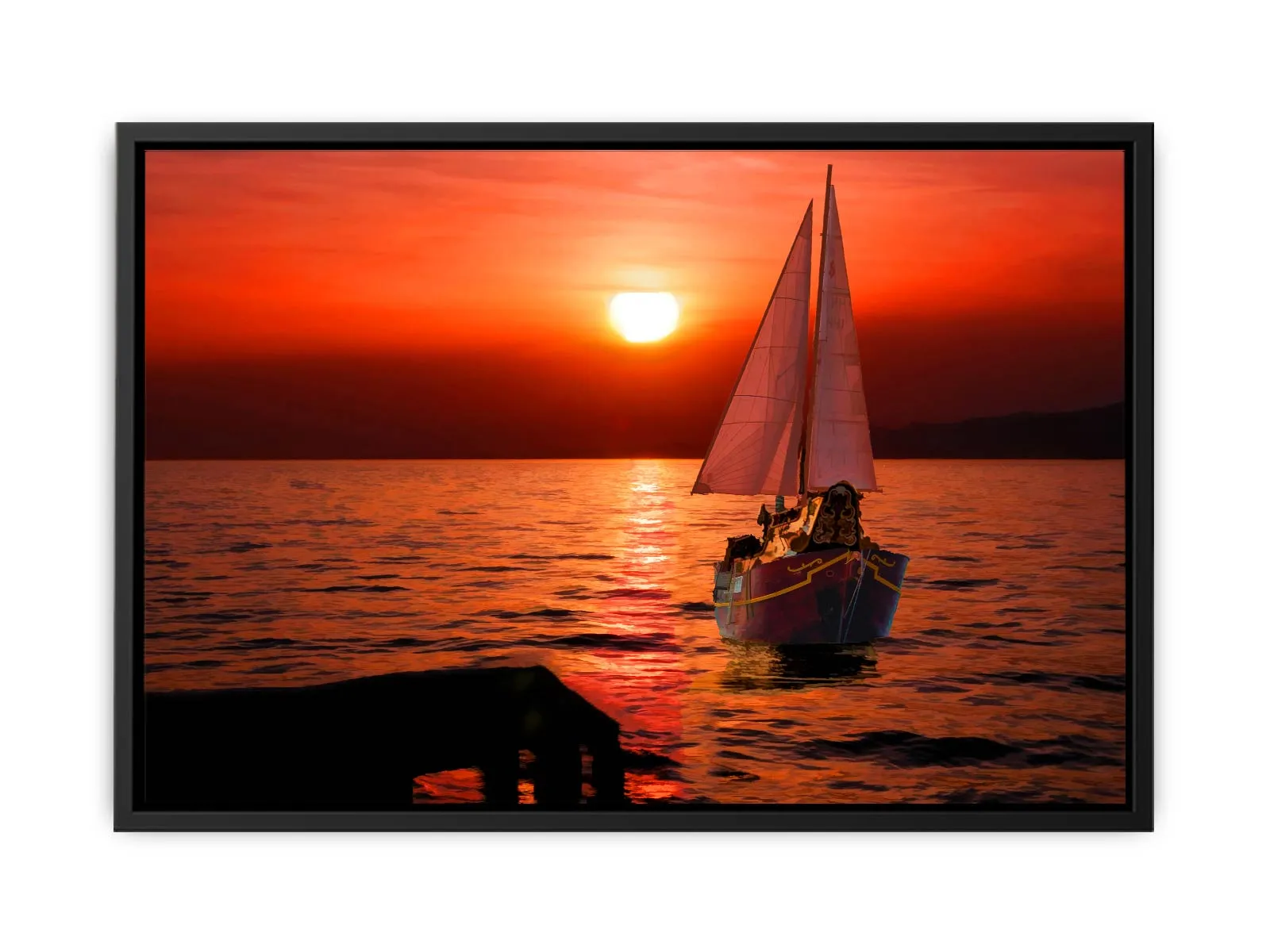 Boat in Sea  Sunset Painting
