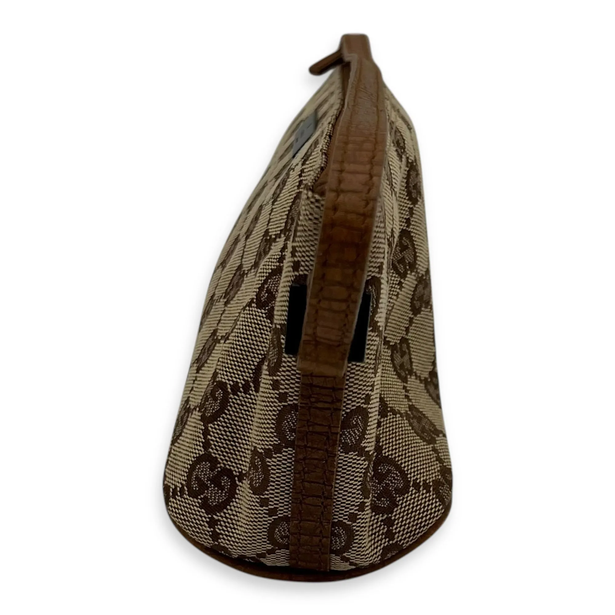 Boat Pochette Top Handle Bag Brown in Canvas, Gold hardware